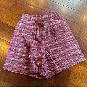 Vintage Womens Sz 4 High Rise Mom Shorts Plaid Pleated Golf Preppy 26" W 80s 90s